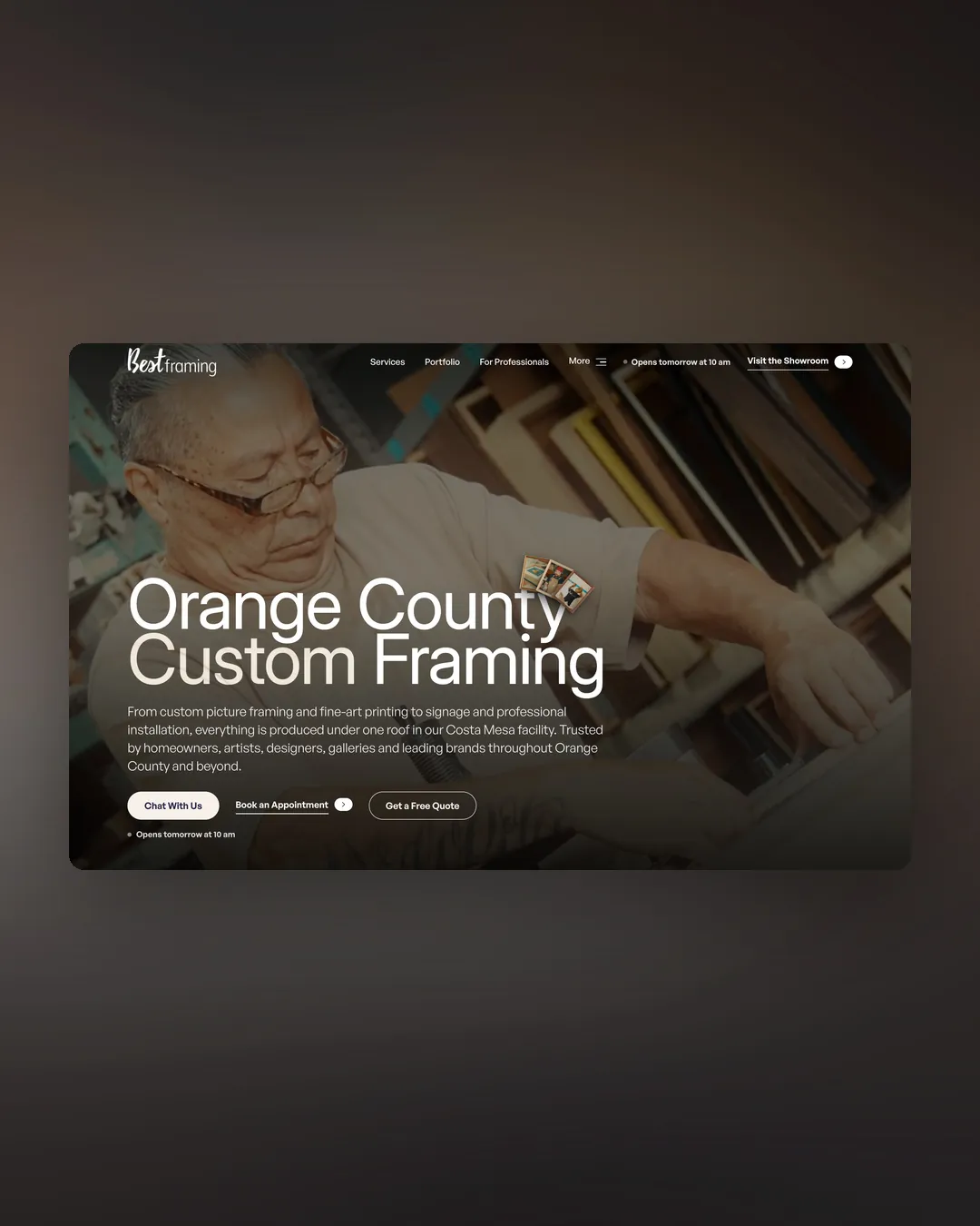 Best Framing website by We Developz: Web Design · Development · SEO · CMS